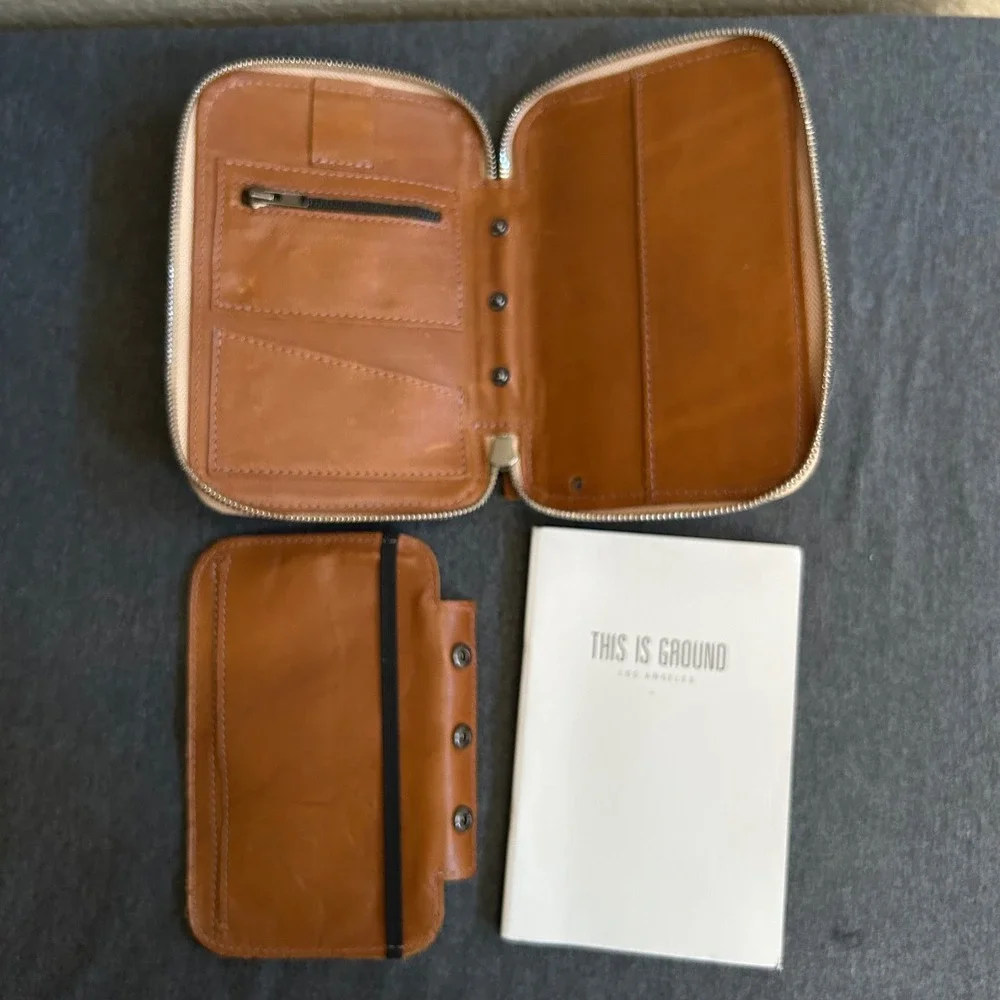 This Is Ground Mod Leather Organizer Toffee Brown Zip Case Insert Notebook